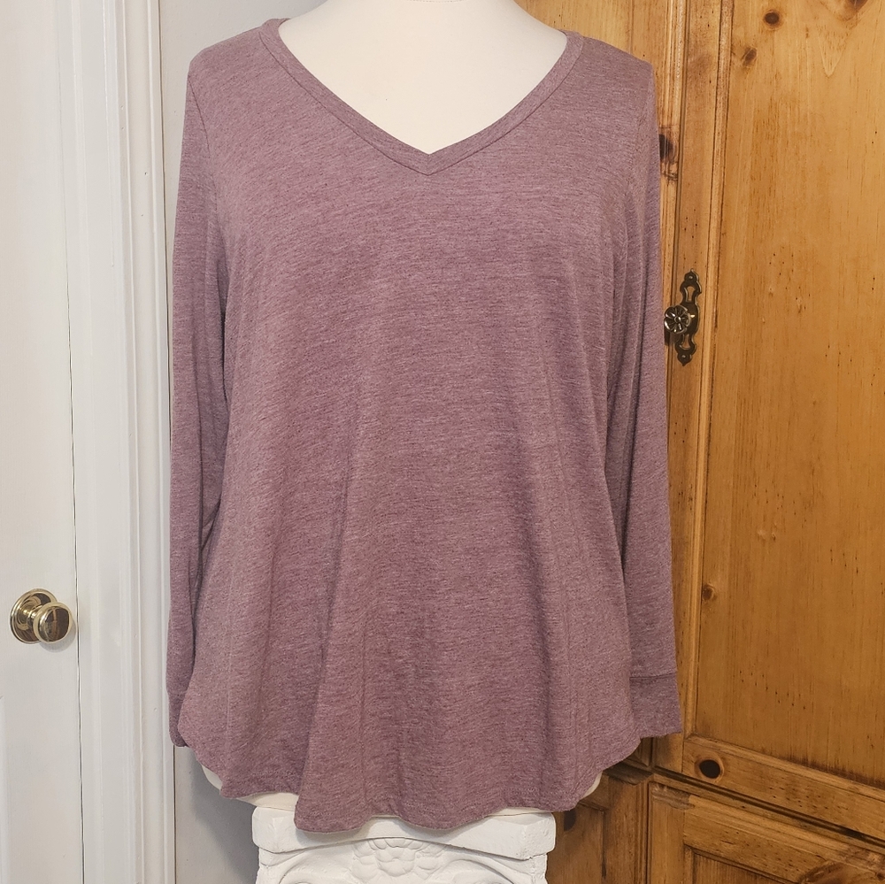Torrid V-Neck Long Sleeve Top - Mauve